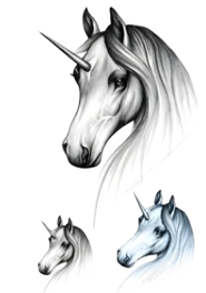 Evciller ★ Unicorn, Tek Boynuzlu At Modeli (Geçici Dövme)