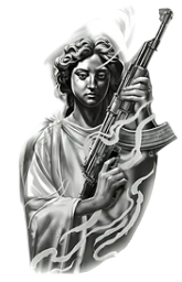 Silahlar ★ AK47 Keleş Tutan Kadın (Geçici Dövme)