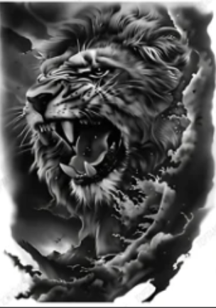Yırtıcılar ★ Aslan Fırtına Modeli (Geçici Dövme)