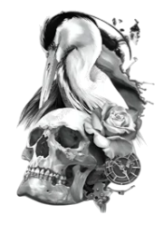 Kuru Kafalar ★ Balıkçıl Kuş ve Kafatası (Geçici Dövme)