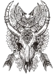 Kuru Kafalar ★ Boğa Kafatası ve Oklar Modeli (Geçici Dövme)