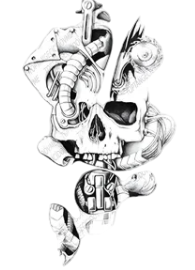 Kuru Kafalar ★ Motor Kafatası Modeli (Geçici Dövme)