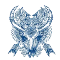 Kuru Kafalar ★  Boğa Kafatası (Yarı Kalıcı Dövme)