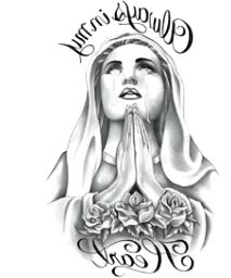 Kadın Figürleri ★ Dua Eden Rahibe ve Yazılar (Geçici Dövme)