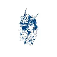 Kadın Figürleri ★  Oni Maskeli Japon Kadın (Yarı Kalıcı Dövme)