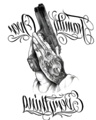 Silahlar ★ Dua Eden Tabancalı El Kartel Model Yazılı (Geçici Dövme)