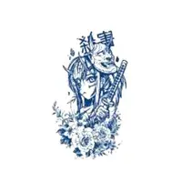 Kadın Figürleri ★ Samuray Anime Kızı Oni Maskeli (Yarı Kalıcı Dövme)