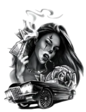 Kadın Figürleri ★ Sigara İçen Kadın, Araba, Para Modeli (Geçici Dövme)