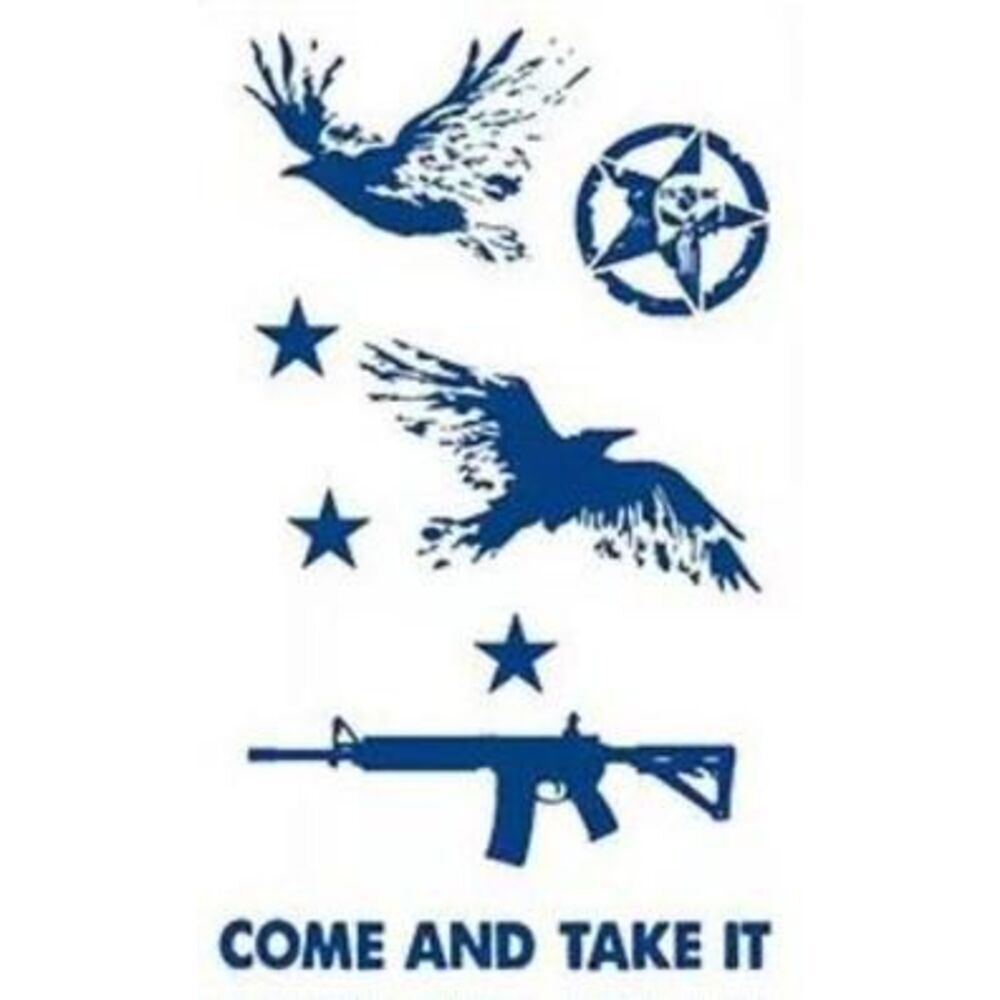 Silahlar ★ Come And Take it, Taaruz Tüfeği, Kuşlar ve Askeri Yıldız Amblemi (Yarı Kalıcı Dövme)