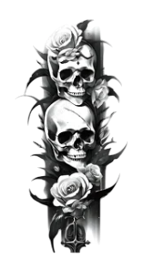 Kuru Kafalar ★ Üçlü Kafatası 3'lü Model (Geçici Dövme)