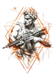 Silahlar ★ M4A1 Taaruz Tüfeği Tutan Yunan Heykeli Turuncu Motif (Geçici Dövme)