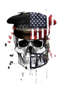 Kuru Kafalar ★ Asker Kafatası ve ABD Amerika Birleşik Devletleri Şapkası (Geçici Dövme)