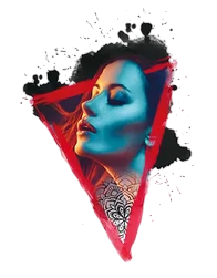 Kadın Figürleri ★ Cyberpunk Prizma Üçgen Renkli Kadın Model (Geçici Dövme)