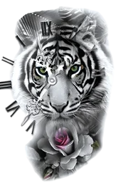 Yırtıcılar ★ Kaplan, Gül Saat Modeli (Geçici Dövme)