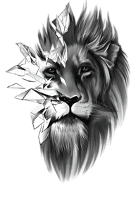 Yırtıcılar ★ Yarı Geometrik Yarı Aslan Modeli (Geçici Dövme)