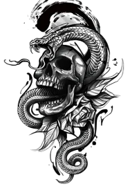 Sürüngenler ★ Kuru Kafa, Kafatası Yılan Modeli (Geçici Dövme)