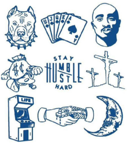 Karmaşık ★ 9'lu Model, 2Pac, Stay Humble vb. (Yarı Kalıcı Dövme)