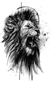 Yırtıcılar ★ Sağ Bakıp Kükreyen Aslan (Geçici Dövme)