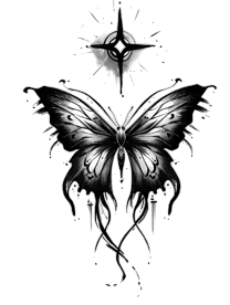 Böcekler ★ Siyah Kelebek, Siyah Kutup Yıldızı (Geçici Dövme)