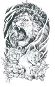 Yırtıcılar ★ Aslan Kral, İkiz Yavru Aslan Modeli (Geçici Dövme)