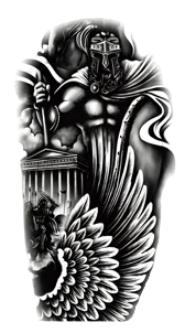 Efsanevi ★ Tapınak, Kanat ve Savaşçı Modeli (Geçici Dövme)