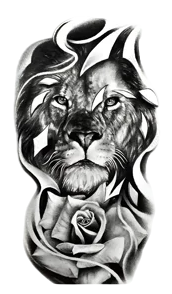 Yırtıcılar ★ Aslan, Gül Modeli (Geçici Dövme)