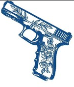Silahlar ★ Glock-17 Çiçek Desenli Tabanca (Yarı Kalıcı Dövme)
