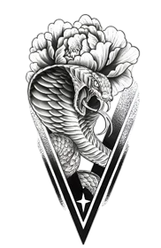 Sürüngenler ★ Kobra Yılanı, Çiçek ve Prizma Modeli (Geçici Dövme)