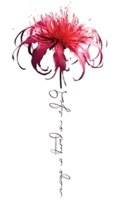 Doğa ★ Pembe Çiçek Yazı Saplı Model (Geçici Dövme)