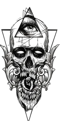 Kuru Kafalar ★ İlluminati, Piramit Göz, Kafatası ve Çiçek Modeli (Geçici Dövme)