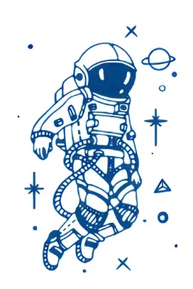 Uzay ★ Astronot Modeli (Yarı Kalıcı Dövme)
