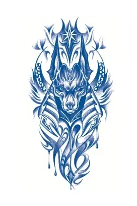 Mitolojik ★ Anubis Köpeği Mısır (Yarı Kalıcı Dövme)