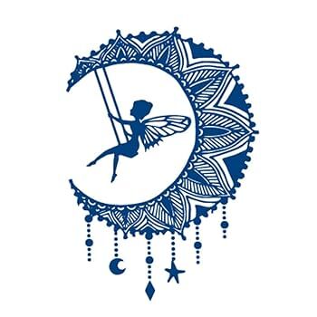 Kadın Figürleri ★ Salıncakta Sallanan Peri ve Hilal (Yarı Kalıcı Dövme)