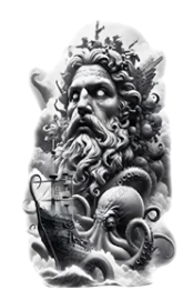 Mitolojik ★ Zeus, Kraken, Gemi Modeli (Geçici Dövme)