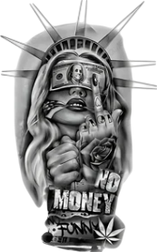 Kadın Figürleri ★ No Money Funny, Orta Parmak Dolar Kadın (Geçici Dövme)