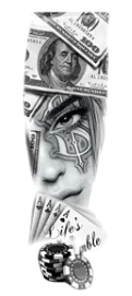 Kadın Figürleri ★ Dolar, İskambil Kartları, Casino Çipleri, Güzel Kız (Geçici Dövme)