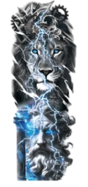Mitolojik ★ Yıldırım, Zeus, Aslan Modeli (Geçici Dövme)