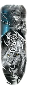 Yırtıcılar ★ Aslan, Yıldırım, Uçaklar, Kadın, Saat, Savaş Felaket (Geçici Dövme)