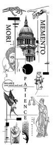 Karmaşık ★ Memento Mori Patience, Bina, Figürler Çoklu Model (Geçici Dövme)