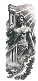 Mitolojik ★ Poseidon Tapınak Dalga Modeli Deniz Tanrısı ve Bulut (Geçici Dövme)