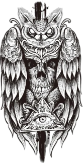Kuru Kafalar ★ Kafatası, Kanat ve Kılıç, İlluminati Piramit Göz (Geçici Dövme)