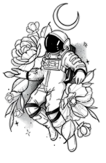 Uzay ★ Astronot Çiçek Modeli (Geçici Dövme)